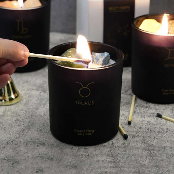 Astrological candle with natural stones - Lumira - AI WEB SHOP