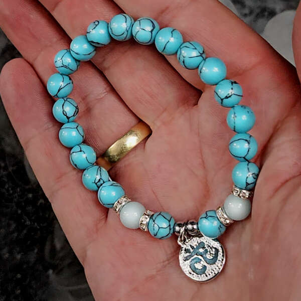 Turquoise bracelet with luminous beads - Fortuna - AI WEB SHOP