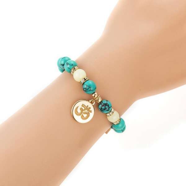 Turquoise bracelet with luminous beads - Fortuna - AI WEB SHOP